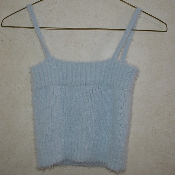 Sweet&sinful Blue Fuzzy Crop Tank Top & Sweater XS - Picture 2 of 9
